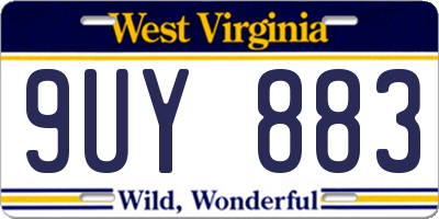 WV license plate 9UY883