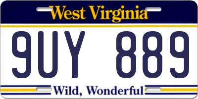 WV license plate 9UY889