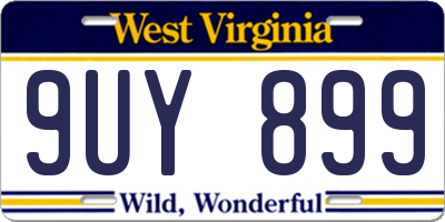 WV license plate 9UY899