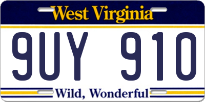 WV license plate 9UY910