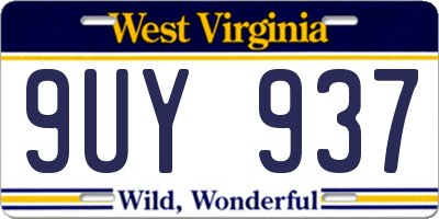 WV license plate 9UY937