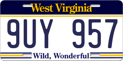 WV license plate 9UY957