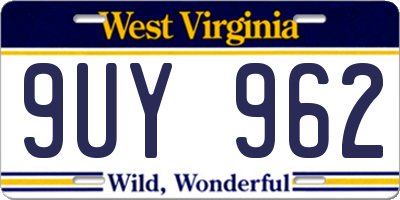 WV license plate 9UY962