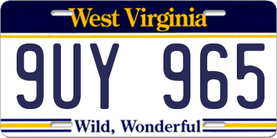 WV license plate 9UY965