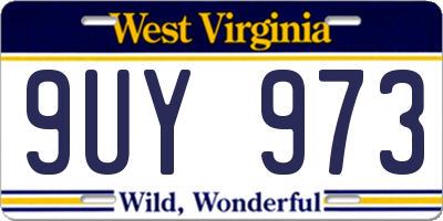 WV license plate 9UY973