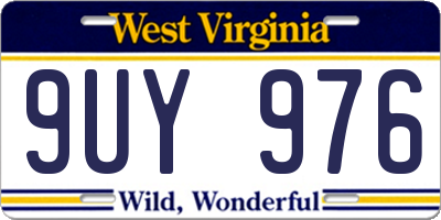 WV license plate 9UY976