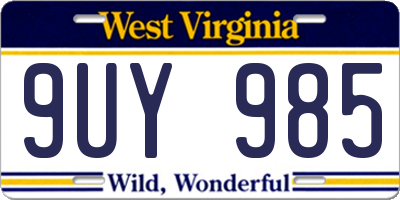 WV license plate 9UY985