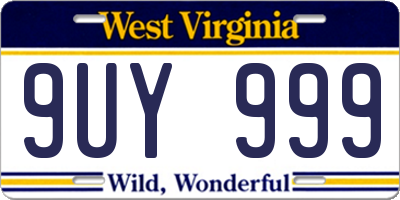 WV license plate 9UY999