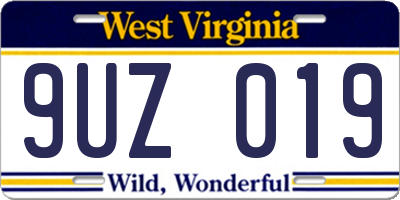 WV license plate 9UZ019