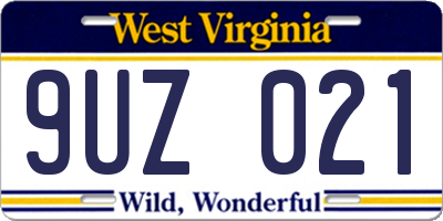 WV license plate 9UZ021