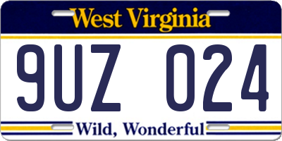 WV license plate 9UZ024