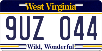 WV license plate 9UZ044