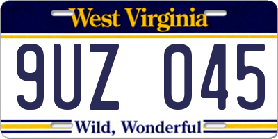 WV license plate 9UZ045