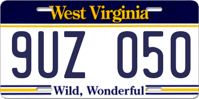 WV license plate 9UZ050