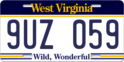 WV license plate 9UZ059