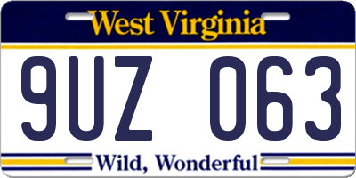 WV license plate 9UZ063