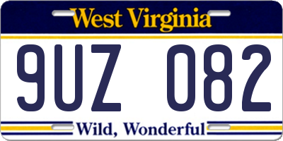 WV license plate 9UZ082