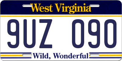 WV license plate 9UZ090