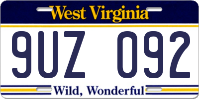 WV license plate 9UZ092