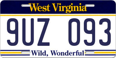WV license plate 9UZ093