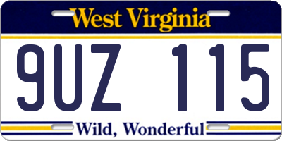 WV license plate 9UZ115