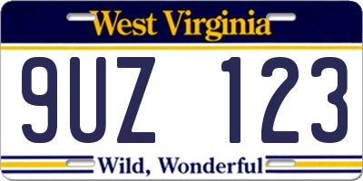 WV license plate 9UZ123