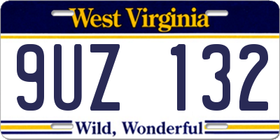 WV license plate 9UZ132