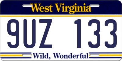 WV license plate 9UZ133