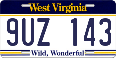 WV license plate 9UZ143
