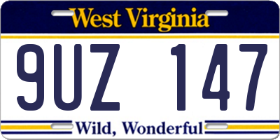 WV license plate 9UZ147