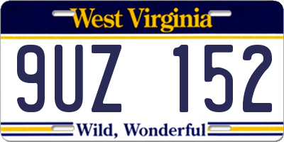 WV license plate 9UZ152