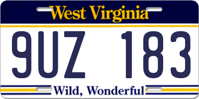 WV license plate 9UZ183
