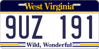 WV license plate 9UZ191