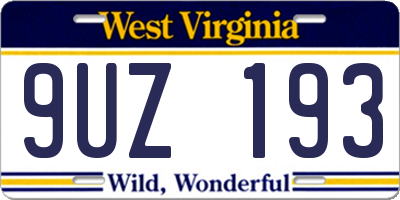WV license plate 9UZ193