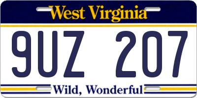 WV license plate 9UZ207