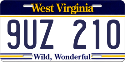 WV license plate 9UZ210