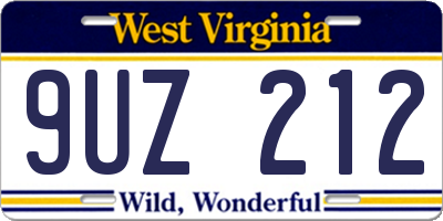 WV license plate 9UZ212