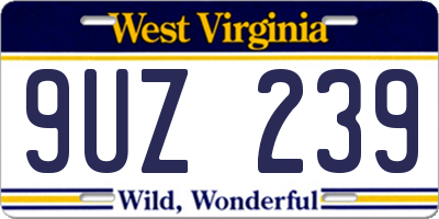 WV license plate 9UZ239