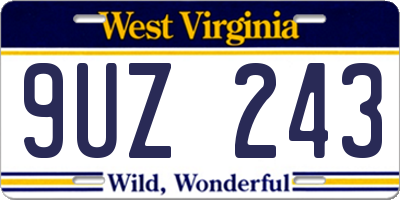 WV license plate 9UZ243