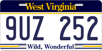 WV license plate 9UZ252