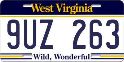 WV license plate 9UZ263