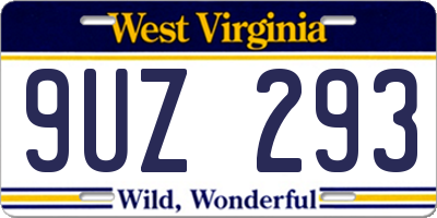 WV license plate 9UZ293