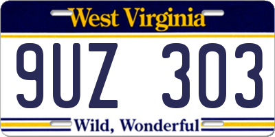 WV license plate 9UZ303