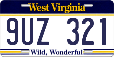 WV license plate 9UZ321