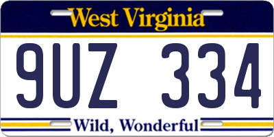 WV license plate 9UZ334