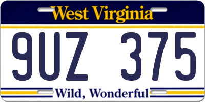 WV license plate 9UZ375
