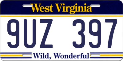 WV license plate 9UZ397
