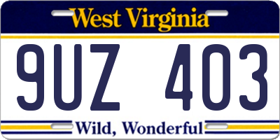 WV license plate 9UZ403