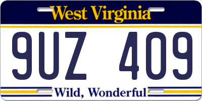 WV license plate 9UZ409