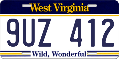 WV license plate 9UZ412